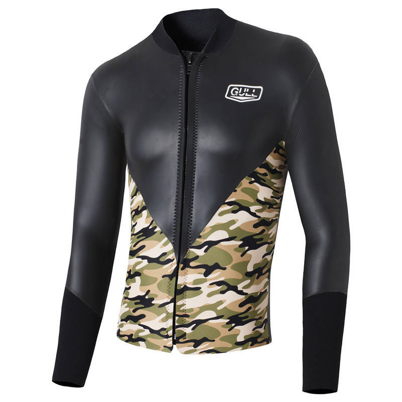 GULL3mm保暖潜水服前开拉链高弹湿衣水肺自由潜分体冲浪潜水上衣