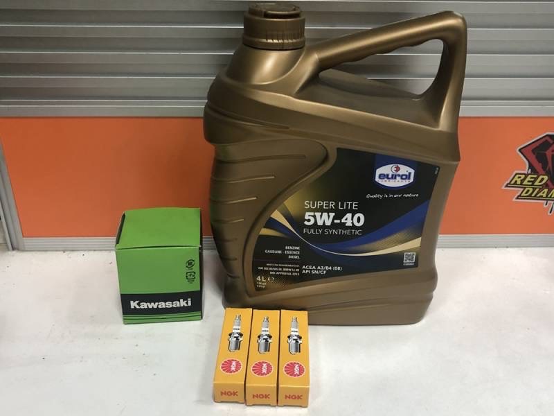 川崎250-260-300-310摩托艇保养套装 荷兰(全合成)机油一瓶（4L装）+火花塞4支+机油滤芯1个