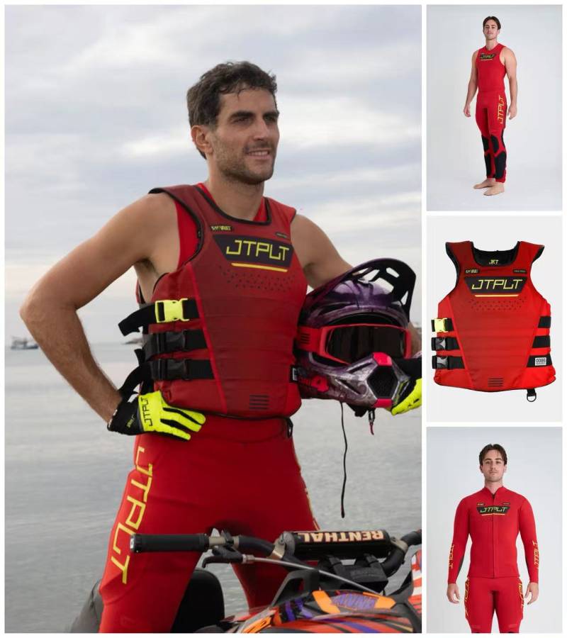 杰派乐Jetpilot 新款比赛专用赛艇服红色 三件套带背板 S M L XL XXL